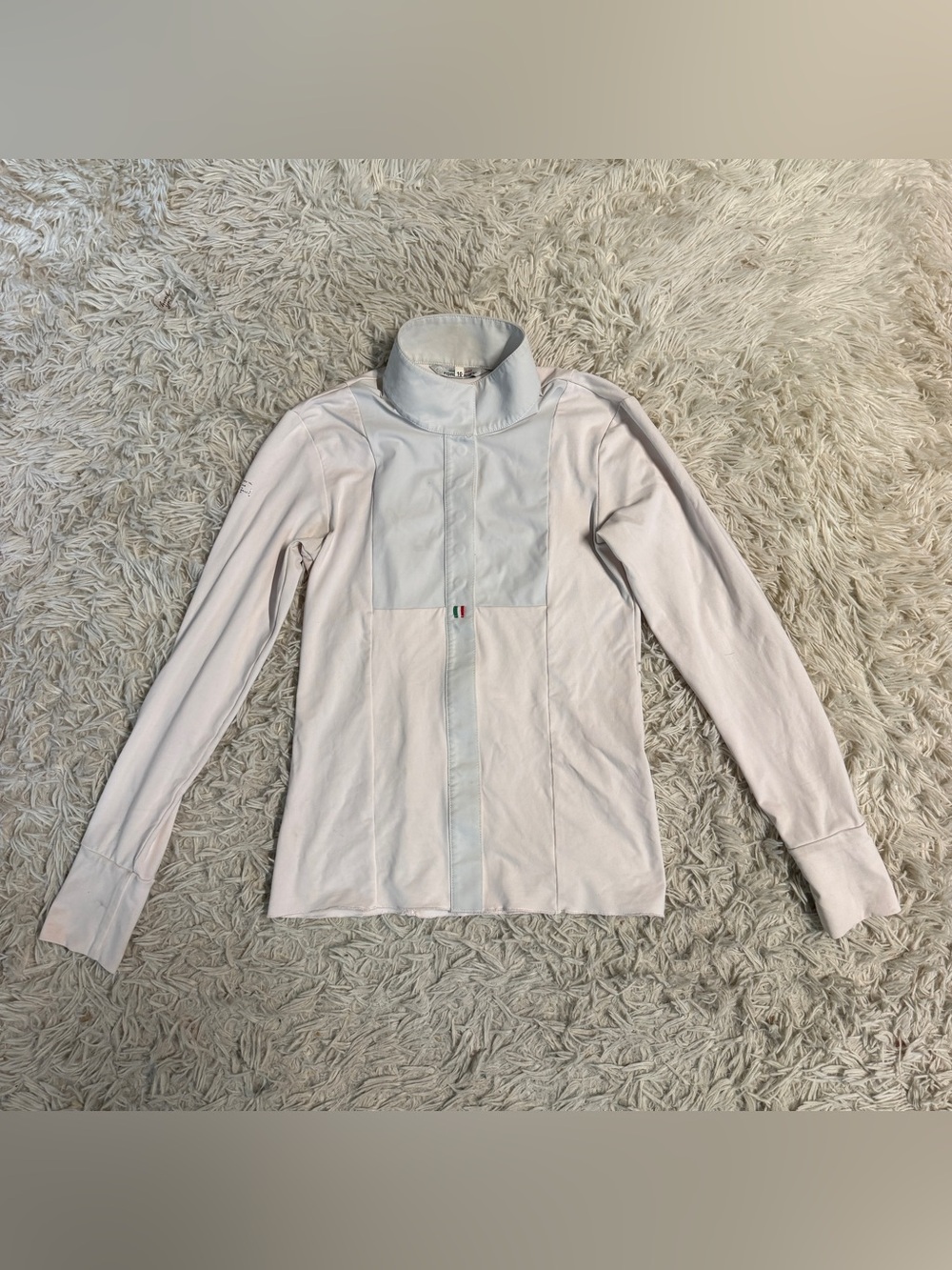 Child’s Size 10 Pink For Horses Long Sleeve Horseback Riding Show Shirt